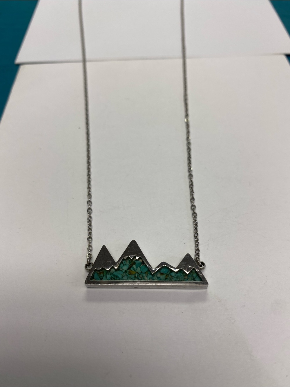 Lauren Spencer Silver tone Turquoise Mountain Bar Necklace